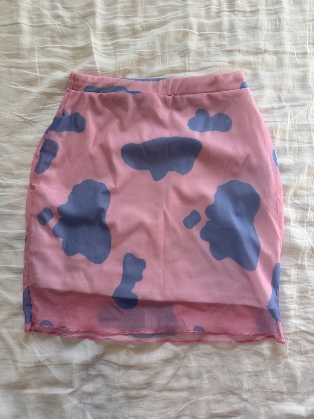 Pink Mini Skirt with Periwinkle Spot Print